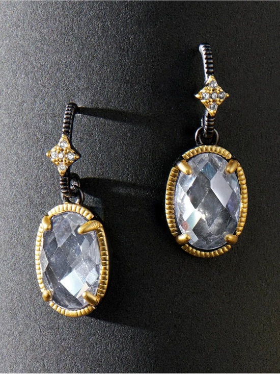 Freida Rothman Jewelry - New Freida Rothman 925 Sterling Silver Stamped Faceted Crystal Drop Earrings